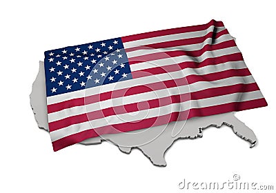 Realistic flag covering the shape of USA (series) Stock Photo