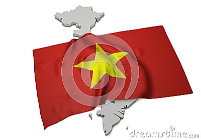 Realistic flag covering the shape of Vietnam (series) Stock Photo