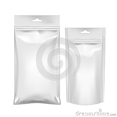 Realistic Flexible Foil Pillow Bag For Food Package Stock Photo