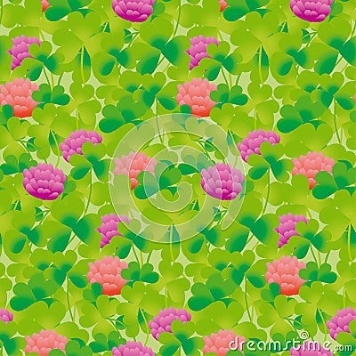 Realistic floral clover seamless pattern Vector Illustration