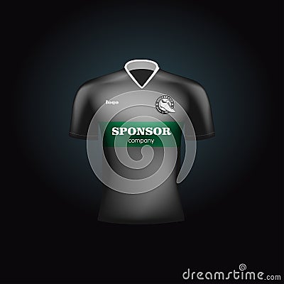 Realistic football uniform. Branding mockup. Soccer team clothing. Front view Stock Photo