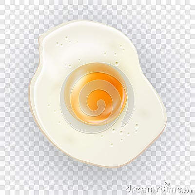 Realistic fried egg vector illustration isolated on transparent background. Detailed 3d chicken egg top view Vector Illustration