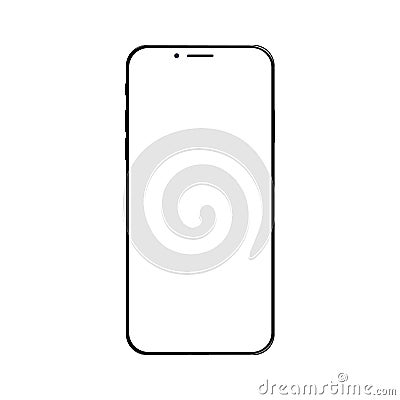 Realistic front view smartphone mockup. Mibile phone black frame with blank white display isolated on background. Vector Vector Illustration