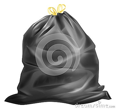 Realistic garbage bag full of waste. Trash sack mockup Stock Photo