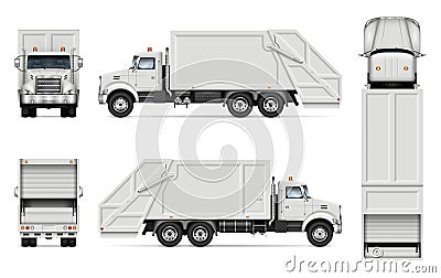 Realistic garbage truck vector mockup Vector Illustration