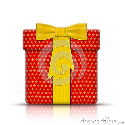 Realistic Gift Box Wrapped by Paper. Vector Illustration