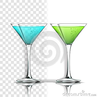 Realistic Glass With Alcoholic Cocktail Vector Vector Illustration