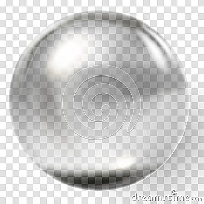 Realistic glass ball. Transparent sphere. Glass bead. Vector Illustration