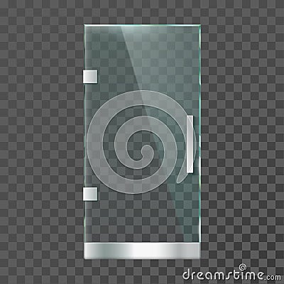 Realistic glass door. Modern clear doors with steel frame for shop store or office isolated vector illustration Vector Illustration
