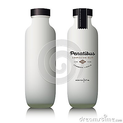 Realistic glass milk bottle Vector Illustration