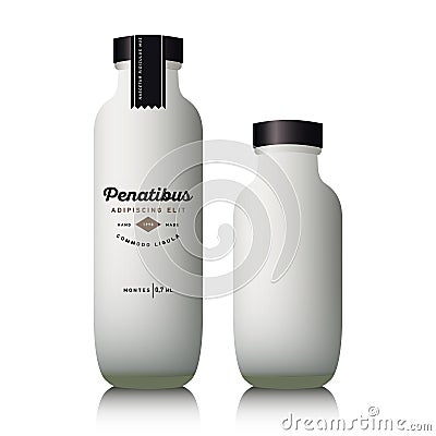 Realistic glass milk bottle Vector Illustration
