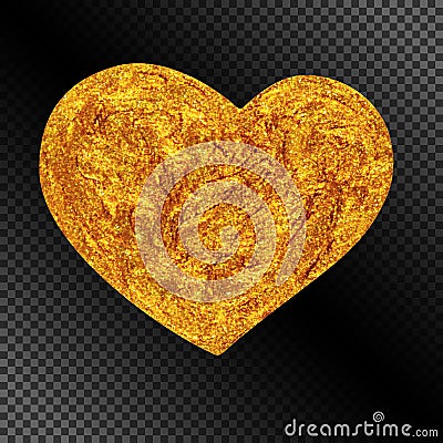 Realistic Glittering Golden Heart for Celebratory Decoration. Vector Illustration