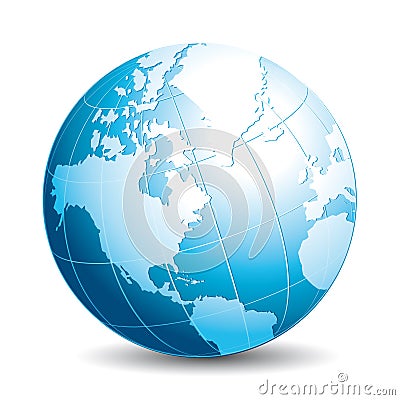 Realistic globe. Ecology, travel, exchange or connectivity icon. Vector Illustration