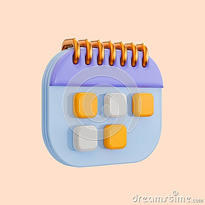 realistic glossy calendar icon 3d render concept for remember date time Stock Photo