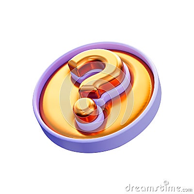 Realistic glossy question mark circle badge icon 3d render for a solution Stock Photo
