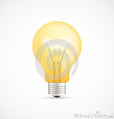 Realistic glowing yellow light bulb Vector Illustration