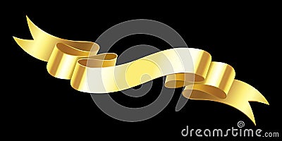 Realistic gold banner. Golden horizontal celebration ribbon. Scroll ribbons and award banners isolated vector Vector Illustration