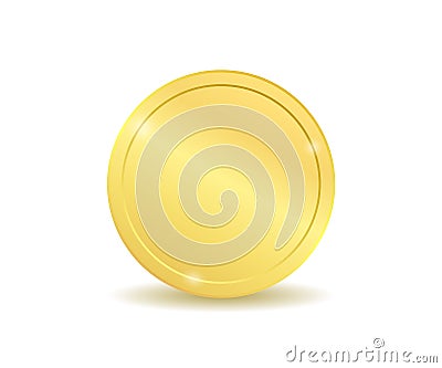 Realistic gold coin. Golden penny Stock Photo