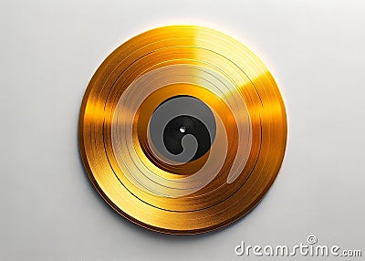 Golden Vinyl Disco Record Album. Golden Record Award for successful sales of many records in the music industry. Generative Ai Stock Photo