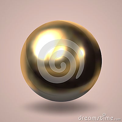 Realistic golden ball. Light purple background. Vector illustration. Cartoon Illustration