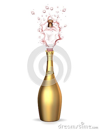 Vector realistic golden champagne explosion Vector Illustration