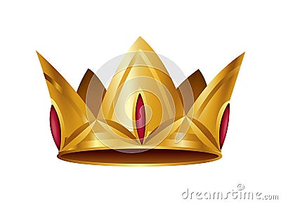 Realistic golden crown. Crowning headdress for king or queen. Royal noble aristocrat monarchy symbol. Monarch heraldic Vector Illustration