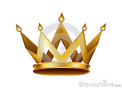 Realistic golden crown. Crowning headdress for king or queen. Royal noble aristocrat monarchy symbol. Monarch heraldic Vector Illustration