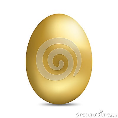 Realistic golden egg isolated on white background. Easter egg for greeting card. Vector Illustration