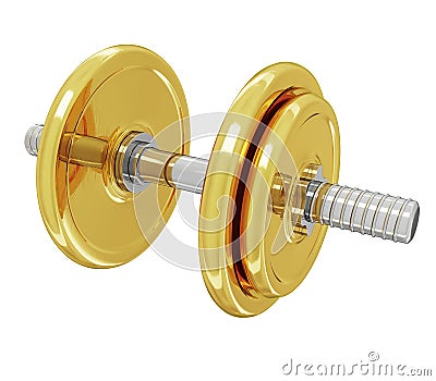 A realistic golden rendering of a dumb bell (series) Stock Photo