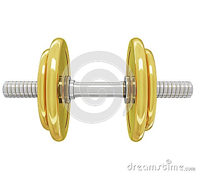 A realistic golden rendering of a dumb bell (series) Stock Photo