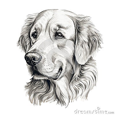 Realistic Golden Retriever T-Shirt Design. Loyal and Friendly Vector Graphic with Soft and Even Lighting on a White Stock Photo