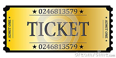 Realistic golden show ticket Vector Illustration