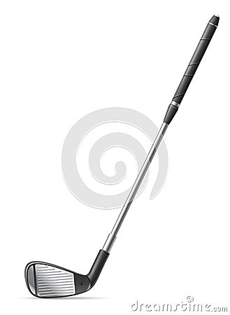 Realistic golf club. 3d silver stick. Golfer equipment Vector Illustration
