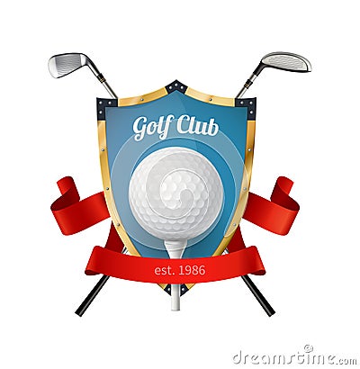 Realistic Golf Logotype Composition Vector Illustration