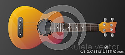 Realistic gradient ukulele guitar isolated on dark background. The most detailed. Vector, scalable and editable colour Vector Illustration