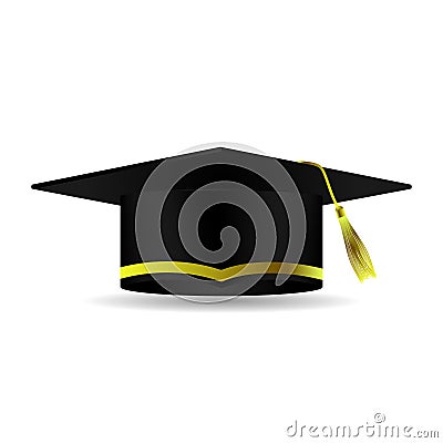 Realistic graduation hat design vector isolated on white background Stock Photo