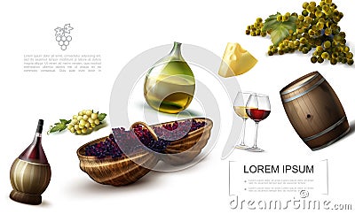 Realistic Grape Colorful Template Vector Illustration