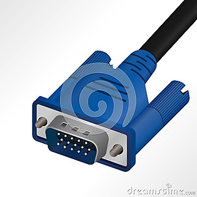 Realistic graphic VGA cable for computer, projector, television, etc. Stock Photo