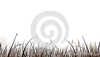 Realistic Grass Borders black grass isolated from a white background Cartoon Illustration
