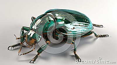 Realistic of Green Beetle (Cetonia aurata) Cartoon Illustration