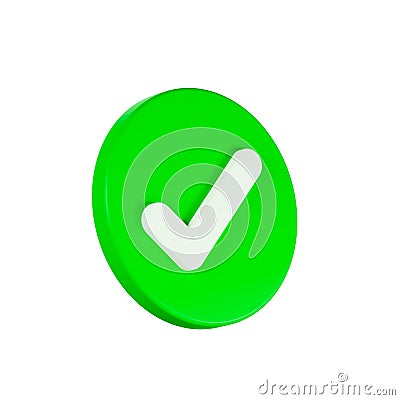Green checkmark button, symbol sign, Suitable for applications, cartography, GPS navigation, announcement banner, Cartoon Illustration