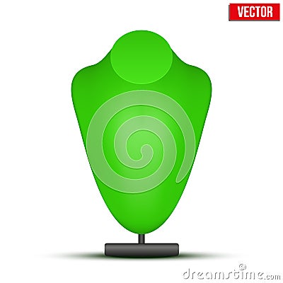 Realistic green dummy necklace bust. Vector Vector Illustration