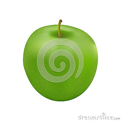 A realistic green ripe apple. Cartoon Illustration