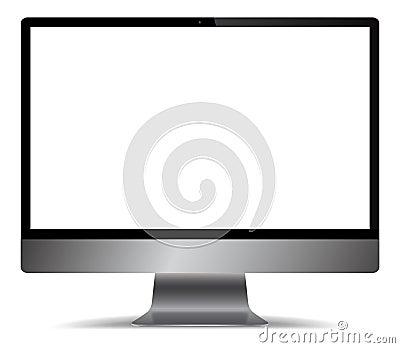 Realistic Grey Metal Computer Screen Stock Photo