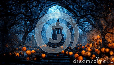 Realistic halloween festival illustration. Halloween night pictures for wall paper or computer screen. Cartoon Illustration