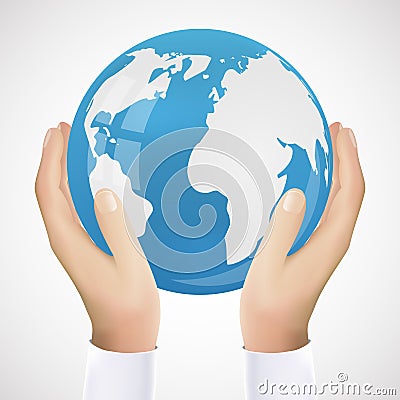 Realistic Hand Holding Earth Vector Illustration Vector Illustration