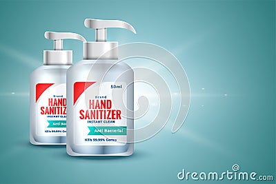 Realistic hand sanitizer bottle in 3d style Vector Illustration