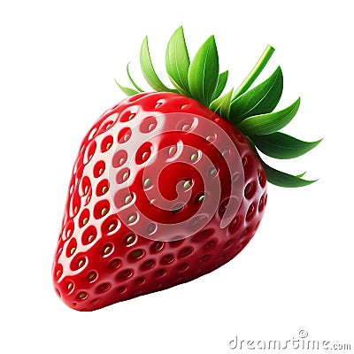 A realistic high-definition image of a single ripe, red strawberry on a transparent background Stock Photo