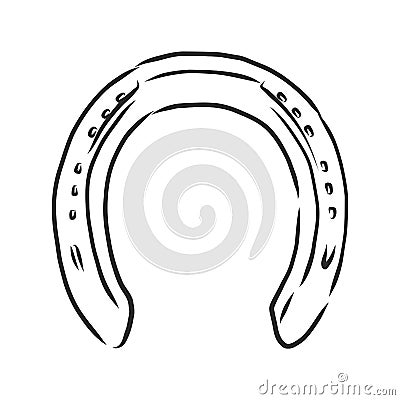 realistic horseshoe, vector sketch illustration. horse farm symbol Cartoon Illustration