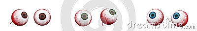 Realistic Human eyeballs, 3d rendering. Set of realistic eyes isolated on a white background Cartoon Illustration